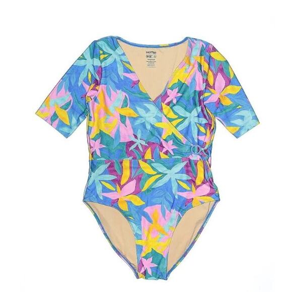 MOTT50 Brand Mia Golden Hour One Piece UPF50+ Swimsuit Large Purple Floral - Picture 3 of 8